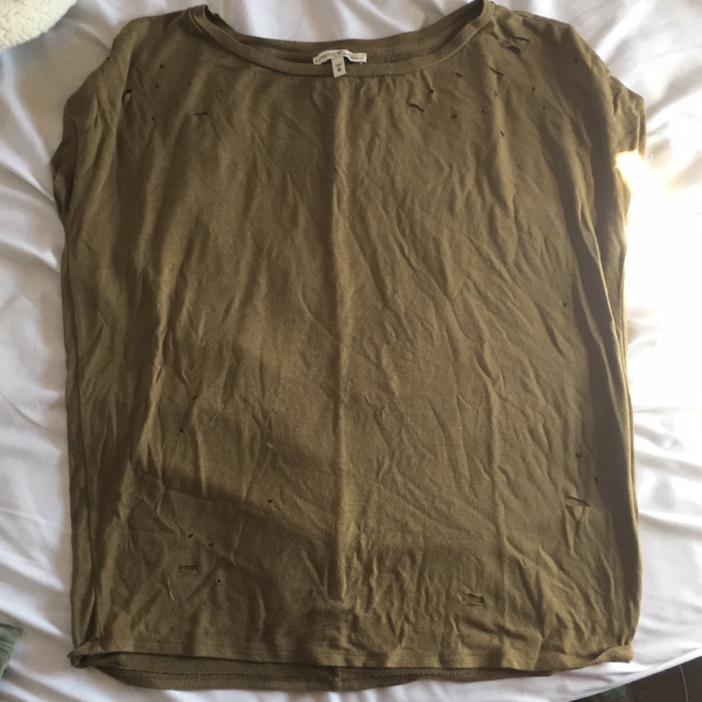 Distressed Olive Green Top